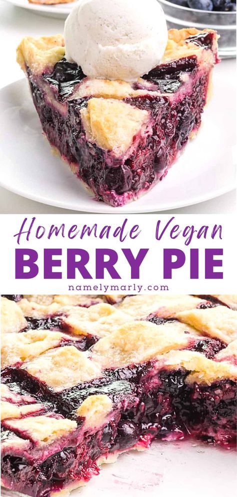 Frozen Berry Pie, Mixed Berry Dessert, Vegan Pie Crust Recipe, Berry Pie Filling, Berry Pie Recipe, Best Pie Crust Recipe, Fruit Pie Recipe, Vegan Pies Recipes, Mixed Berry Pie