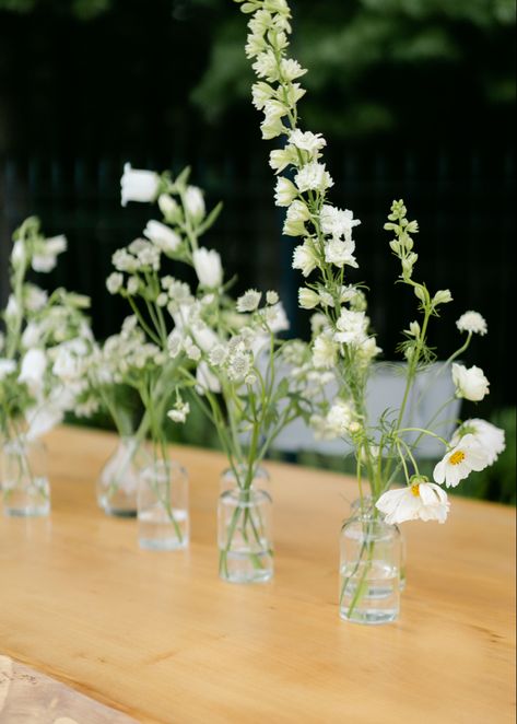 Greenery Bud Vases, Bud Vases Centerpiece, Wildflower Bud Vases, Wedding Bud Vases, Wildflower Florals, White Bud Vases, Botleys Mansion, White Wild Flowers, Bud Vases Wedding