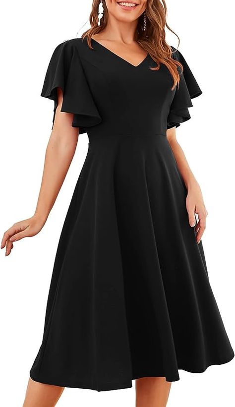 Tea Party Dresses For Women, Wedding Guest Midi Dresses, Modest Homecoming Dresses, Cocktail Dresses For Women, Dance Black, Vintage Tea Dress, Tea Dresses, Plus Size Elegant Dresses, Formal Wedding Guest Dress