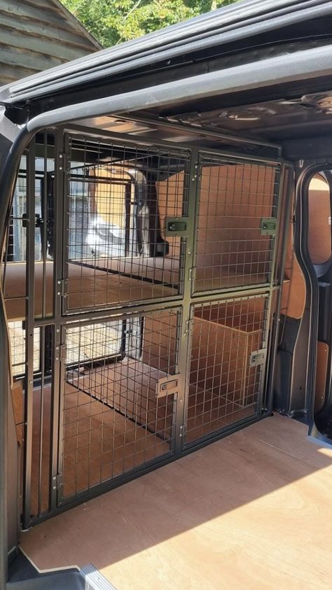 Dog Van Ideas, Kennel Ideas Indoor, Inside Dog Kennel Ideas, Dog Transport Van Ideas, Dog Kennel Ideas Indoor, Room In Garage, Dog Room In Garage, Dog Walking Vans, Dog Transport Van