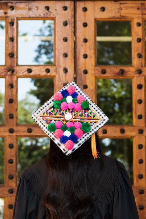 Hmong Graduation Cap, Grad Sash, Hmong Tattoo, Shawl Ideas, Door Decorations College, Grad Hats, Grad Decor, Hmong Fabric, Hmong Design