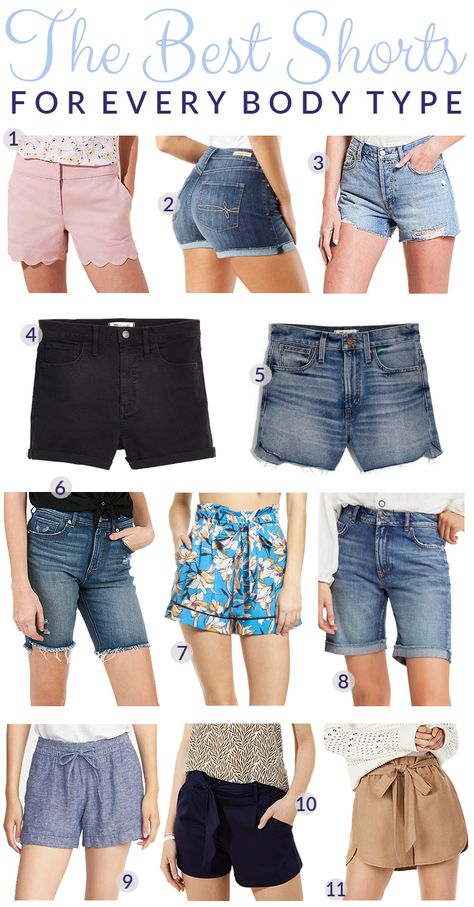 From hourglass to petite to athletic to straight to pear and heart, there are SO many different body shapes. And trust me, I know that makes it SO hard to find the right pieces right off the rack that fit! Sharing some of my favorite styles today for every body shape! #summerstyle #shortsforall #bodyshape #summershorts Pear Shape Shorts Outfit, Pear Shaped Shorts, Pear Body Shape Shorts, How To Style High Waisted Shorts, Shorts For Short Legs Body Types, Shorts For Hourglass Shape, Shorts For Inverted Triangle Body Shape, Shorts Pear Shape, Shorts For Pear Shape