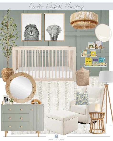 Nursery Inspo Gender Neutral, Simple Neutral Nursery, Sage Green Color Palette, Nursery Inspiration Boy, Gender Neutral Nursery Design, Nursery Design Board, Nursery Design Neutral, Blue Sofas Living Room, Blue Sofas