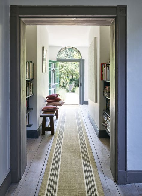 Talking natural floor coverings with Kersaint Cobb — HOUSE LUST Hallway Runners Ideas, Hallway Flooring Ideas, Cottage Hallway, Sisal Runner, Entryway Flooring, Dark Hallway, Hallway Flooring, Hallway Carpet Runners, Natural Flooring