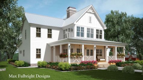 Georgia Farmhouse is a 2 story home plan with an open living floor plan, covered porches and a two car garage by Max Fulbright Designs. Farm House Plans, Garden Hideaway, Small Farmhouse Plans, Veranda Design, Farmhouse Flooring, Small Farmhouse, Farmhouse House, Classic Bedroom, Traditional Farmhouse