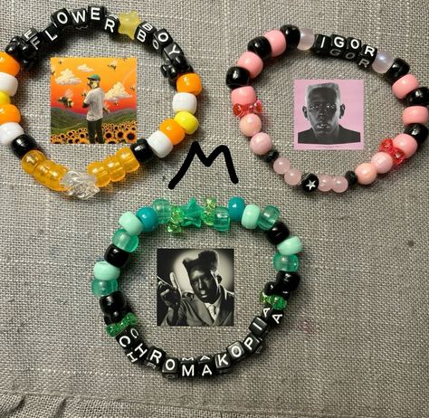 Tyler The Creator Friendship Bracelet, Bracelet Ideas Tyler The Creator, Tyler The Creator Crafts, Tyler The Creator Gift Ideas, Igor Bracelet, Igor Nails, Tyler The Creator Bracelet Ideas, Trio Bracelet Ideas, Tyler The Creator Bracelet