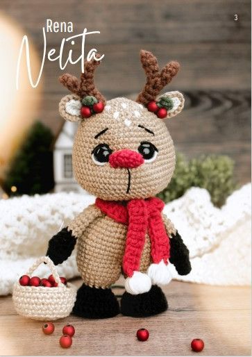 Amigurumi Reindeer Free Crochet Pattern - Amigurumi Crochet Rudolph Pattern Free, Christmas Crochet Free Patterns, Deer Amigurumi Free Pattern, Amigurumi Reindeer, Christmas Crochet Patterns Free, Pokemon Charizard, Confection Au Crochet, Crochet Xmas, Crochet Christmas Decorations