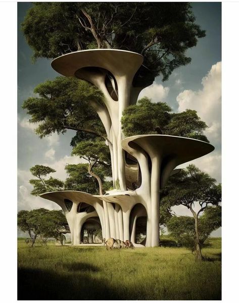 Eco Architecture Concept, Symbiotic Architecture, Green Building Concept, Organic Architecture Concept, Cool Tree Houses, Eco Architecture, Conceptual Architecture, Architecture Design Drawing, Building Concept