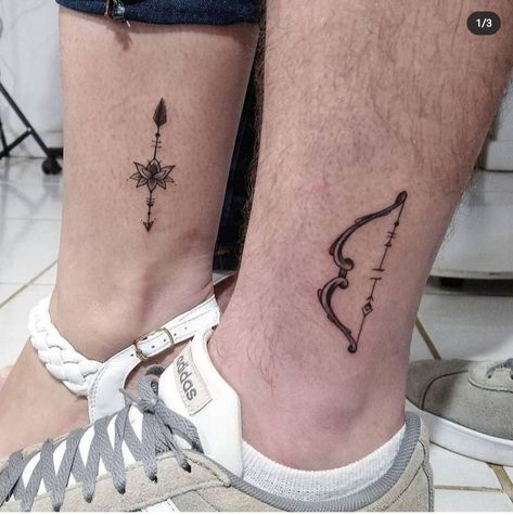 20+ Bow And Arrow Tattoo Design Ideas - The XO Factor |  couple ying yang tattoo design Bow And Arrow Couple Tattoo Ideas, Bow And Arrow Matching Tattoo, Bow And Arrow Tattoo Couple, Bow And Arrow Tattoos, Bow Arrow Tattoos, Bow And Arrow Tattoo, Arrow Bow, Mother Son Tattoos, Ying Yang Tattoo