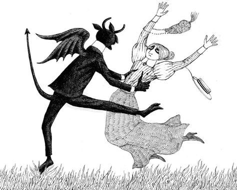 "He swooped her up from off the ground/And twirled her madly round and round…"    ~The Disrespectful Summons, by Edward Gorey. John Kenn, Robert Mcginnis, Edward Gorey, Ink Pen Drawings, Ink Drawing, Dark Art, Art Inspo, Moose Art, Street Art