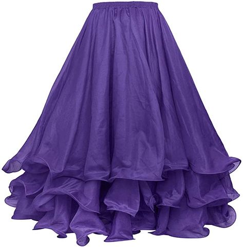 Amazon.com : BellyLady Belly Dance Skirt Halloween Tribal Chiffon Tiered Maxi Full Skirt-Purple : World Apparel : Clothing Ghagara Design, Esmeralda Costume, Dance Skirts, Belly Dance Skirt, Full Maxi Skirt, Skirt Purple, Flair Dress, Belly Dance Costume, Ballroom Dance Dresses