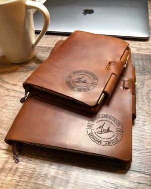 Murdy Creative Co. | Home – MurdyCreativeCo Refillable Leather Journals, Bible Bag, Leather Book Covers, Leather Binder, Leather Diary, Craft Logo, Leather Craft Patterns, Stationary Gifts, Leather Ideas