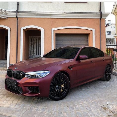 BMW F90 M5 matte burgundy Burgundy Car, Bmw M5 F90, Matte Cars, M5 F90, Luxury Auto, Car Luxury, Car Wrapping, Vinyl Wrap Car, Top Car