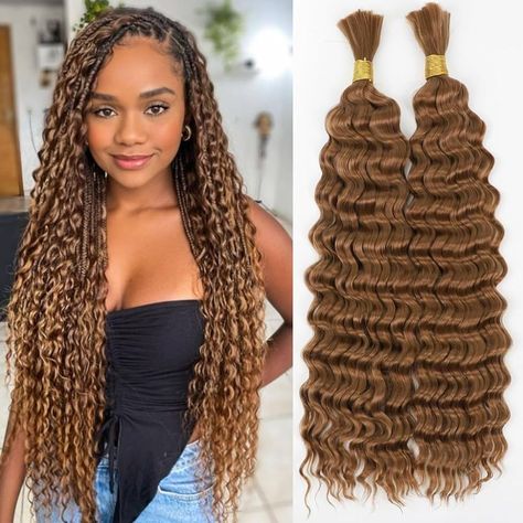 Amazon.com : Deep30# Braiding Hair for Black Women Deep Wave Bulk Hair for Braiding 22inch 200g Deep Wave Braiding Hair Extensions Synthetic Micro Braiding Hair for Boho Braids No Weft, (2Pack） : Beauty & Personal Care Braiding Hair Extensions, Hair For Black Women, Wave Texture, Braid In Hair Extensions, Textured Waves, Braiding Hair, Boho Braids, Hair Weft, Deep Wave