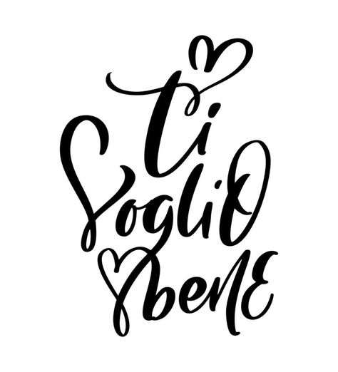 I love you on Italian Ti Voglio Bene. Black vector calligraphy lettering wedding text with heart. Holiday quote design for valentine greeting card, phrase poster Wedding Text, Holiday Quote, Valentine Greeting Cards, Calligraphy Lettering, Holiday Quotes, Quote Design, Calligraphy Letters, Poster Poster, Embroidery And Stitching