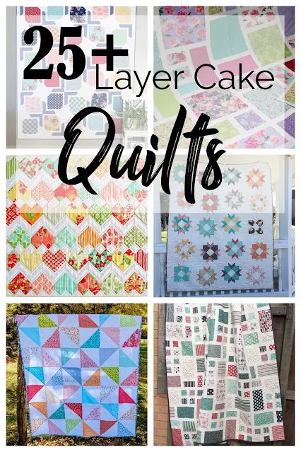 25 quilts you can make with layer cake fabric! Precut Quilt Patterns, Unique Quilt Patterns, Beginners Quilt, Layer Cake Fabric, Unique Quilt Pattern, Layer Cake Quilt, Layer Cake Patterns, Quilt Diy, Charm Pack Quilt Patterns