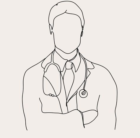 Doctor Sketch Drawings, Doctor Doodle Art, Drawing Hospital, Doctor Drawing Easy, Doctor Line Art, Medical Line Art, Nurse Outline Drawing, Nurse Line Drawing, Doctor Sketch