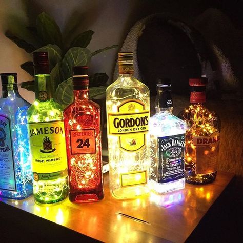 Turn your old #bottles into #lamps!🍾🎆 Instantly turn any bottle into a beautiful lamp,Free battery,Your room will soon be basked in an ethereal glow. Just simply Switch On the lights, Stretch it Out a bit and Slip it In at the top and the cork part goes right in. #led #fairylight Alcohol Bottles Diy, Old Alcohol Bottles, Bottle Lamp Kit, Wine Bottle Cork, Monogram Wallpaper, Bottles Diy, Wine Bottle Lamp, Lamp Kit, Wine Bottle Corks