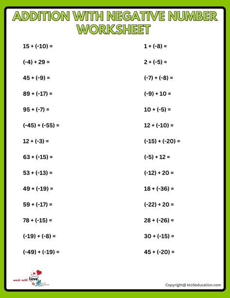 Addition Of Integers Worksheet | FREE Download Check more at https://kto5education.com/addition-of-integers-worksheet/ Math Integers Worksheet, Addition And Subtraction Of Integers, Addition Of Integers Worksheet, Grade7 Math, Maths Hacks, Inquiry Based Learning Kindergarten, Addition Of Integers, Adding Integers Worksheet, Negative Numbers Worksheet