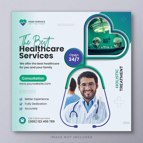 Medical Creative Ads Design, Creative Medical Social Media Design, Medical Poster Design Ideas Creative, Hospital Advertising Design, Pharmacy Flyer Design, Doctor Ads Creative, Health Care Social Media Post, Health Social Media Design, Healthcare Poster Design