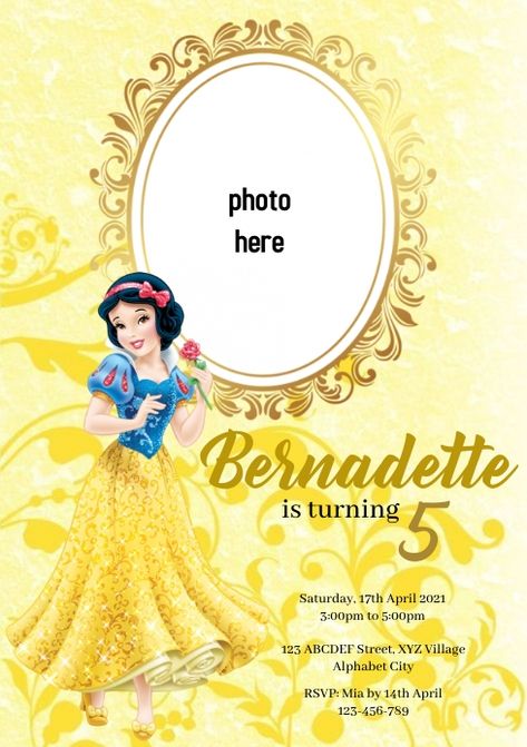 Snow White Background For Birthday, Snow White Invitations Ideas, Snow White Birthday Party Invitations, Snow White Party Invitations, Snow White Birthday Invitation Template, Snow White Birthday Invitations, Disney Invitations Templates, Snow White Invitations, Disney Princess Invitations