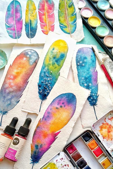 Prima Watercolor, Kunstjournal Inspiration, Watercolor Beginner, Watercolor Feather, Learn Watercolor, Watercolor Lessons, Diy Watercolor Painting, Watercolour Inspiration, Watercolor Projects