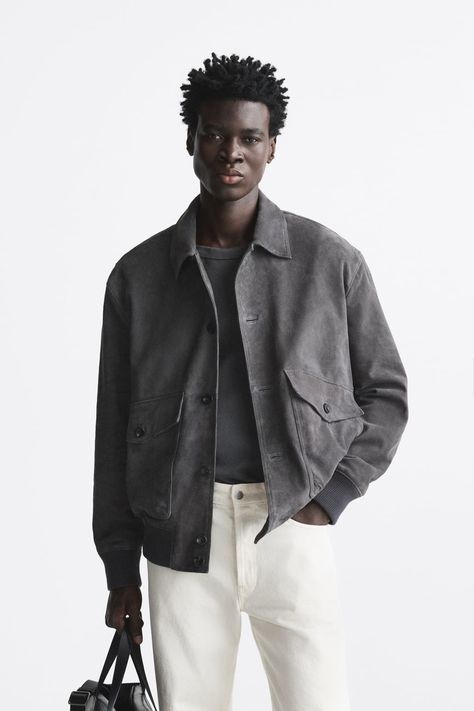 Men's Jackets | ZARA United States Grey Jacket Outfit Men, Gray Leather Jacket Outfit, Tommy Clothes, Grey Jacket Outfit, Suede Jacket Outfit, Grey Suede Jacket, Mens Jackets Fall, Zara Man Jacket, Coat Jeans