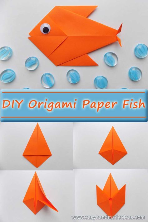 Origami Paper Fish in 9 steps. See the full tutorial on the website! Origami Fish Easy, Fish Paper Craft, Origami Techniques, Paper Fish, Easy Paper Crafts Diy, Origami Patterns, Origami Fish, Fish Crafts, Origami Animals