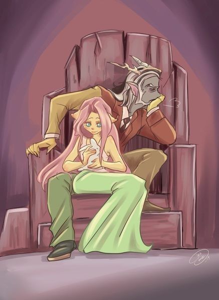 Fluttershy X Discord Human Fanart, Discord X Fluttershy Human, Fluttershy X Discord Fanart, Mlp Fluttershy X Discord, Fluttercord Human, Fluttershy Dress, Rabbit Anthro, Discord X Fluttershy, Discord And Fluttershy