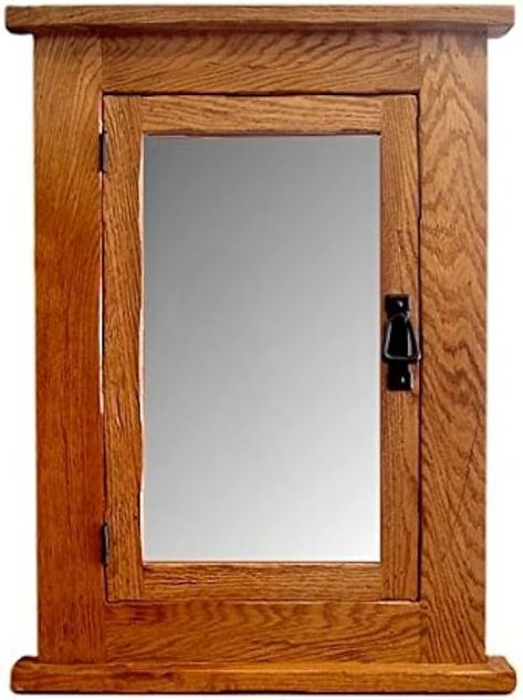 Amazon.com: Solid Oak Mission Recessed Medicine Cabinet/Solid Wood & Handmade : Home & Kitchen In Wall Medicine Cabinet, Medicine Cabinet Makeover, Antique Medicine Cabinet, Bathroom Restoration, Wood Medicine Cabinets, Primitive Cabinets, Craftsman Bathroom, Recessed Medicine Cabinet, Lighted Medicine Cabinet