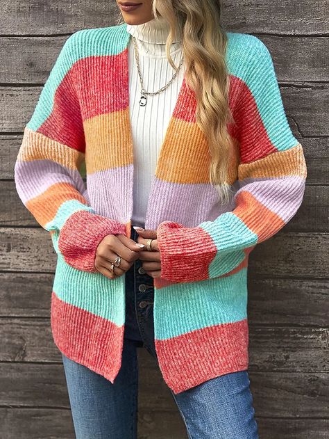 Casual Cardigan Plus Size Women s Plus Colorblock Long - Temu Drop Shoulder Cardigan, Patchwork Cardigan, Patchwork Top, Cardigan Casual, Pocket Cardigan, Casual Cardigans, Cardigan Top, Cardigan Sweaters For Women, Spring Tops