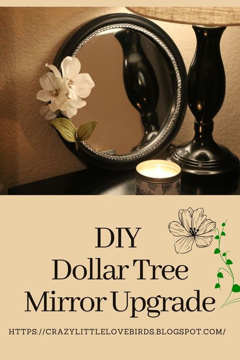 Using only a few materials, upgrade a simple mirror. You will love how easy this project is, and it is beautiful when you are finished. #mirror #dollartree #diyideas #homedecor #mirrorideas #craft #homedecorideas #easydiy Dollar Store Mirror Diy, Dollar Store Mirror Ideas Diy Projects, Diy Vanity Tray Dollar Stores, Organization Crafts, Tree Mirror, Dollar Store Mirror, Mirror Upgrade, Simple Mirror, Dollar Tree Mirrors