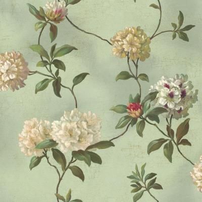 Rhododendron and Script Wallpaper De Gournay Wallpaper, Stripped Wallpaper, Light Green Background, Wallpaper Stores, York Wallpaper, Classic Wallpaper, York Wallcoverings, Wallpaper Rolls, Paper Floral