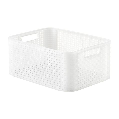 Beach House Storage, Bday Basket, Metro Shelving, Burr Basket, Luxury Stuff, Cute Basket, Boxes Ideas, Tub Toys, White Basket