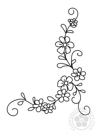 Flower Corner Drawing, Flower Corner Design, Free Printable Flowers, Corner Drawing, Printable Flowers, Doodle Borders, Embroidery Crafts, Chicano Drawings, Corner Design