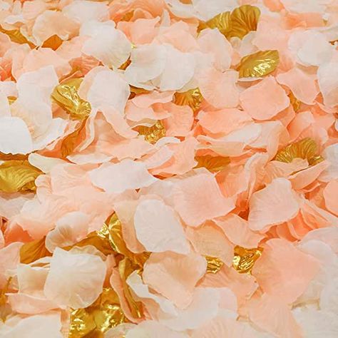 Amazon.co.uk: peach napkins Confetti For Wedding, Floral Confetti, Flower Petal Confetti, Confetti Party Decorations, Flower Girl Petals, Rose Petals Wedding, Music Themed Wedding, Fake Candles, Silk Rose Petals