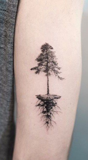 Small Nature Tattoo, Waterfall Tattoo, Outdoor Tattoo, Wood Tattoo, Roots Tattoo, Earthy Tattoos, Earth Tattoo, Nature Tattoo Sleeve, Tree Tattoos