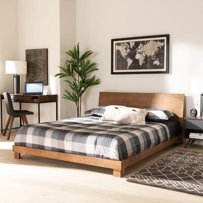 Latitude Run® Porchella Modern And Contemporary Walnut Brown Finished Wood Queen Size Platform Bed | Wayfair Contemporary Platform Bed, King Size Platform Bed, Low Profile Platform Bed, Bed Color, Full Size Platform Bed, Queen Size Platform Bed, Full Platform Bed, Cama King, Solid Wood Bed