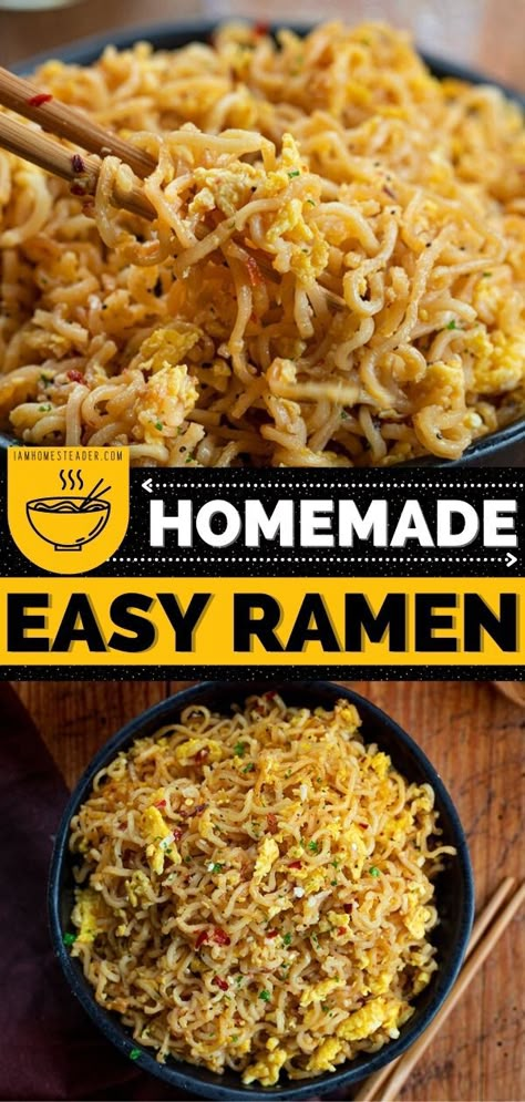 Easy Ramen Upgrade, Parmesan Ramen Noodles, Easy Simple Noodle Recipes, Easy Quick Asian Recipes, Easy Ramen Noodle Recipes With Egg, Ramon Noodles Recipes With Egg, Homemade Chicken Ramen Noodles, Rice Ramen Noodle Recipes Easy, Instapot Ramen Noodles