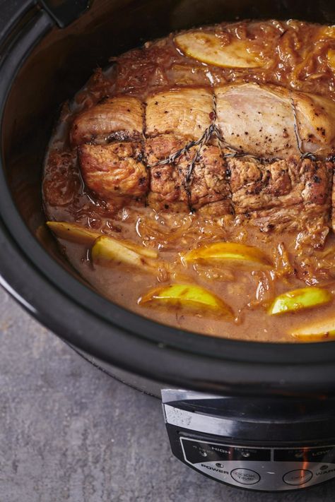 Slow Cooker Braised Pork with Cabbage and Apples — The Mom 100 Apple Crockpot Recipes, Pork With Cabbage, Cabbage And Apples, Cabbage Slow Cooker, Meat Entrees, Slow Cooker Pork Roast, Pork Sirloin, Sirloin Roast, Braised Red Cabbage