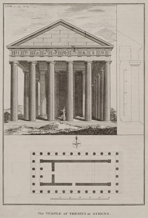 Temple of Hephaestus (Theseion) - TRAVELLERS' VIEWS - Places – Monuments – People Southeastern Europe – Eastern Mediterranean – Greece – Asia Minor – Southern Italy, 15th -20th century Temple Of Hephaestus Drawing, Greece Temple, Temple Of Hephaestus, Architecture Tips, Western Architecture, Attica Greece, Eastern Mediterranean, Greek Temple, Architecture Design Sketch