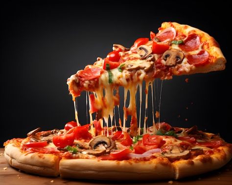 Food On Black Background, Pizza Black Background, Fast Food Pictures, Pizza Hd, Pizza Images, Pizza Image, Pizza With Mushrooms, Pizza Hut Pizza, Pizza Background