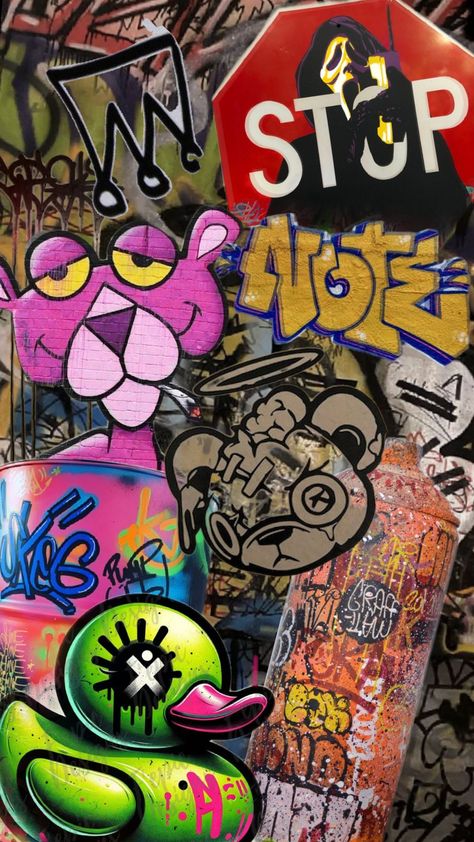 L on The Street #StreetArt ×× #PinkPanther #duck #graffiti #bomb #Street #Art #colorful #Stop #bear #crown #draw #paint Japan Graffiti, Duck Graffiti, Street Art Wallpaper, Urban Sketch, Dope Cartoon Art, Street Graffiti, Wall Papers, Pink Panthers, Art Colorful