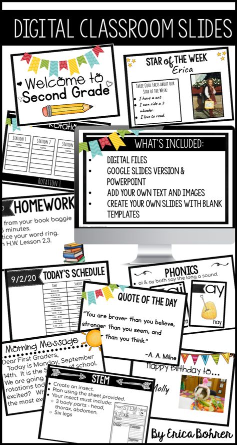 Daily Google Slides For Classroom, Classroom Slides Template, Daily Slides For Classroom, Classroom Slides, Teaching Math Elementary, Digital Jobs, Free Teacher Resources, Star Of The Week, Google Slides Templates