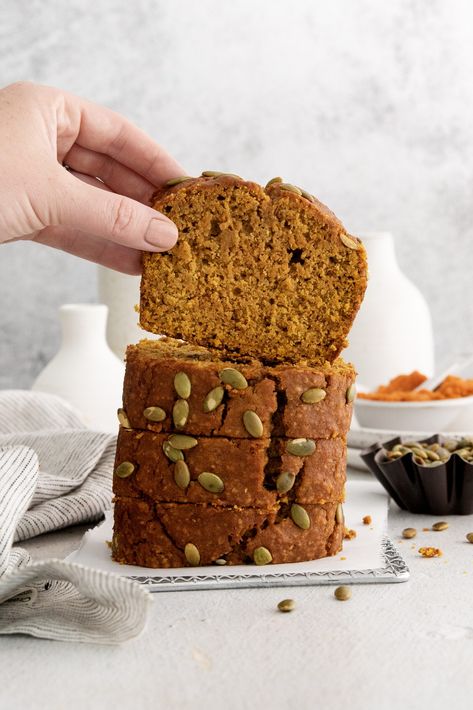 Pumpkin Spice Latte Bread Kat Can Cook, Kathleen Ashmore, Pumpkin Spice Latte Cake, Whole Plant Based, Latte Cake, Vegetarian Fish, Gluten Free Pumpkin Spice, Baking Snacks, Gluten Free Pumpkin Bread