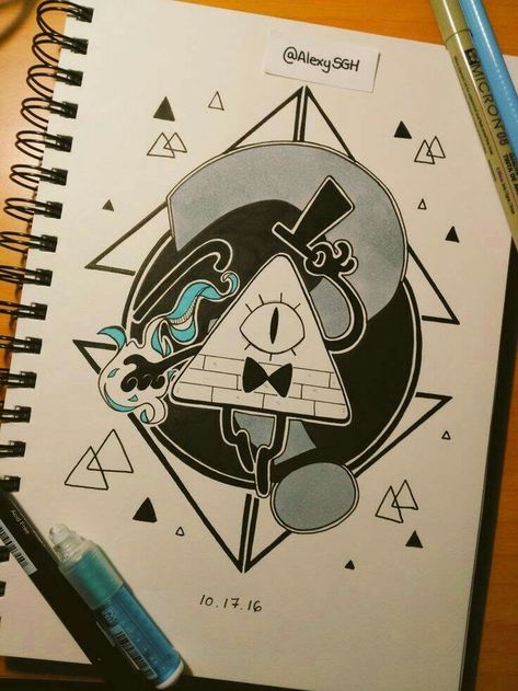 Falls Drawing, Gravity Falls Dipper, Fall Drawings, Gravity Falls Bill, Gravity Falls Fan Art, Gravity Falls Art, Bill Cipher, Canvas Painting Designs, Bullet Journal Art