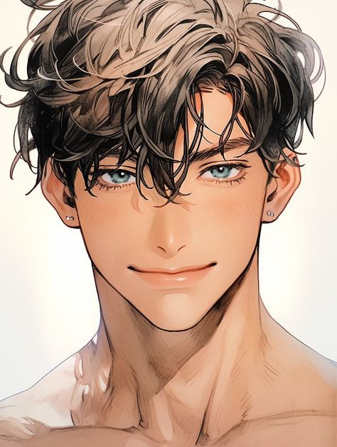 Tan Skin Drawing, Black Hair Blue Eyes, 얼굴 그리기, Boy Illustration, Cool Anime Guys, Cute Eyes, Cute Couple Art, Character Design Male, Anime Drawings Boy