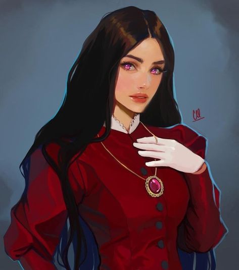 1970s Character Design, Female Professor Character Design, Vampire Female Oc, Black Hair Female Character Art, Vampire Oc Female Art, Yennefer Of Vengerberg, Arte Fantasy, Digital Art Girl, Art Anime