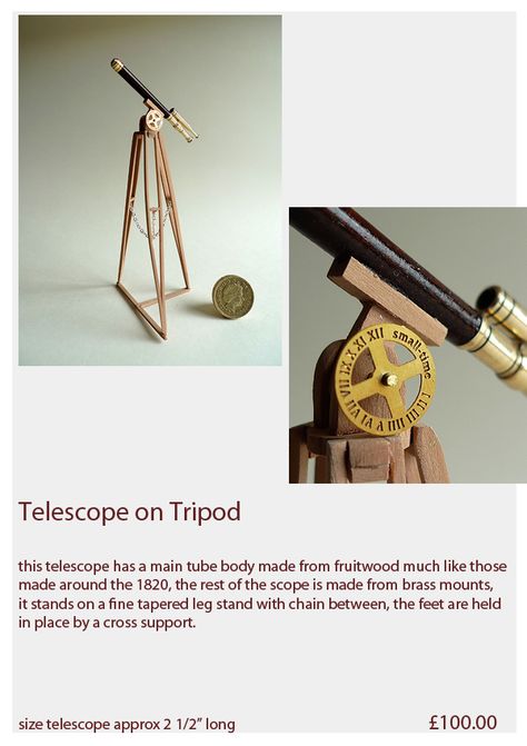 Mini Telescope, Mini Things, Miniature House, Dollhouse Furniture, Hobbies, Miniatures