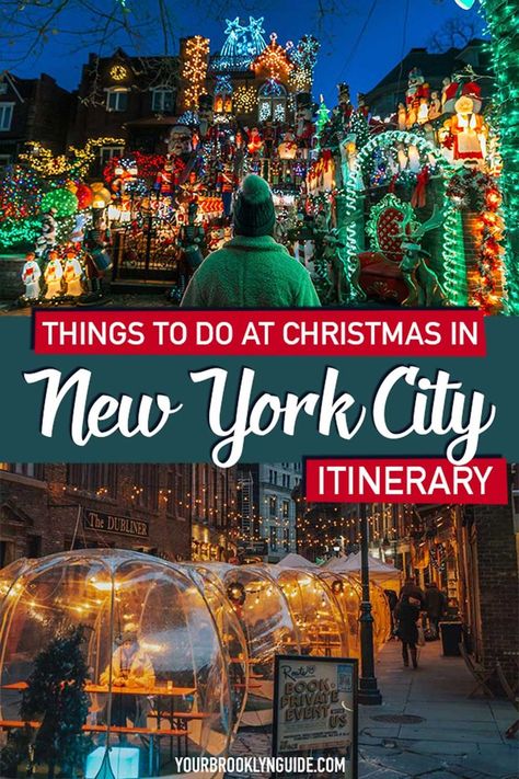 guide to the best things to do at NYC at Christmas Nyc At Christmas, New York Trip Planning, Brooklyn Guide, Christmas New York, New York In December, Nyc In December, Nyc Vacation, Christmas Nyc, New York City Central Park